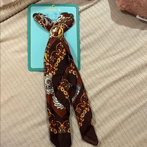 Brown and Gold Patterned Scarf